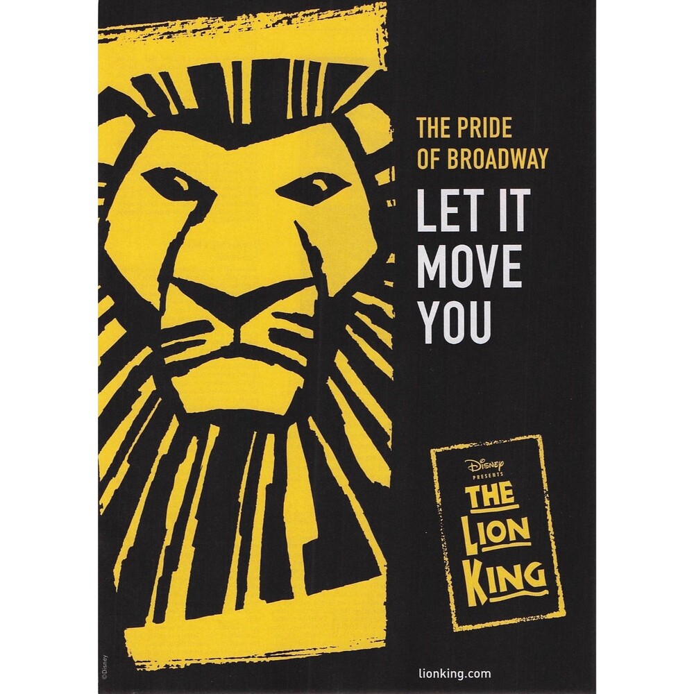Lion King Broadway Ad Disney Broadway Theater Poster wall decor magazine page
